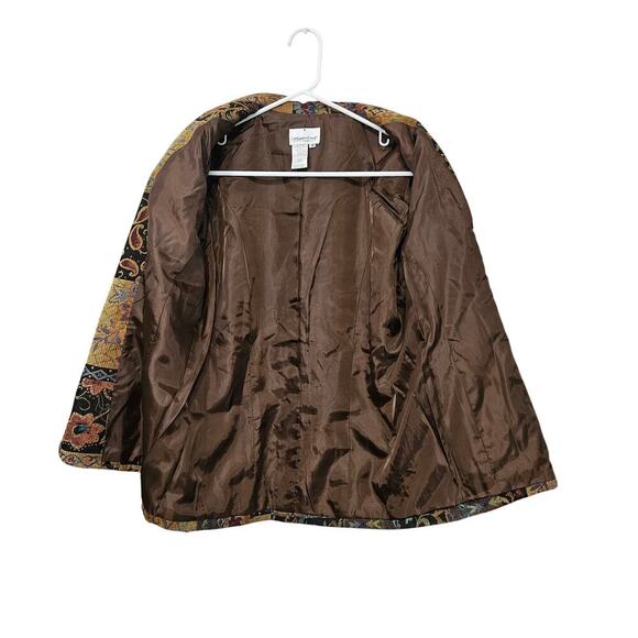 Coldwater Creek Tapestry Jacket Blazer Women’s M Button Front Floral Velvet Cuff - Picture 3 of 8